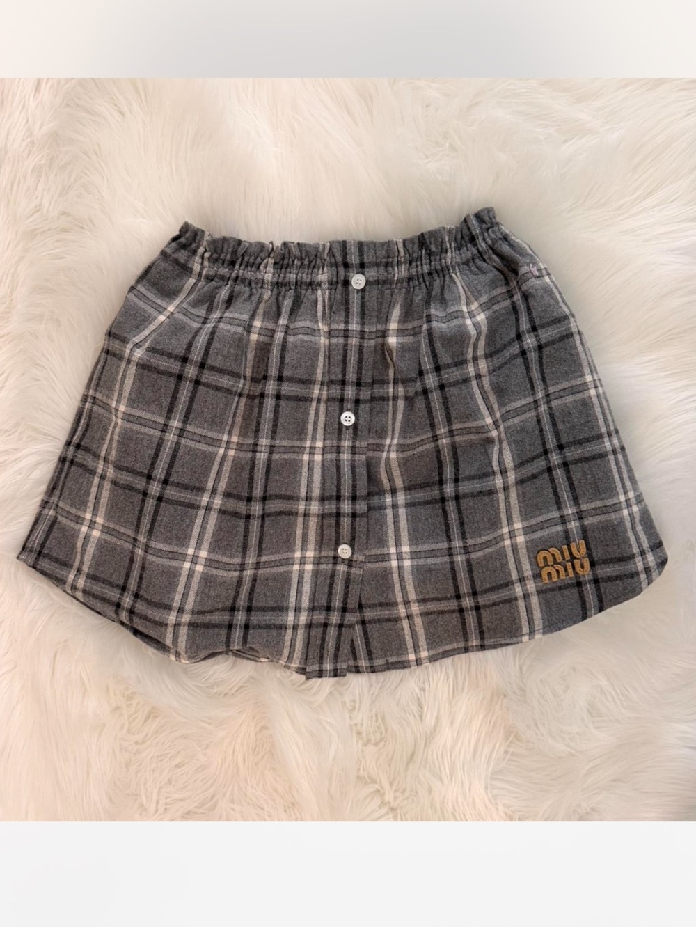 Miu Miu gray plaid mini skirt